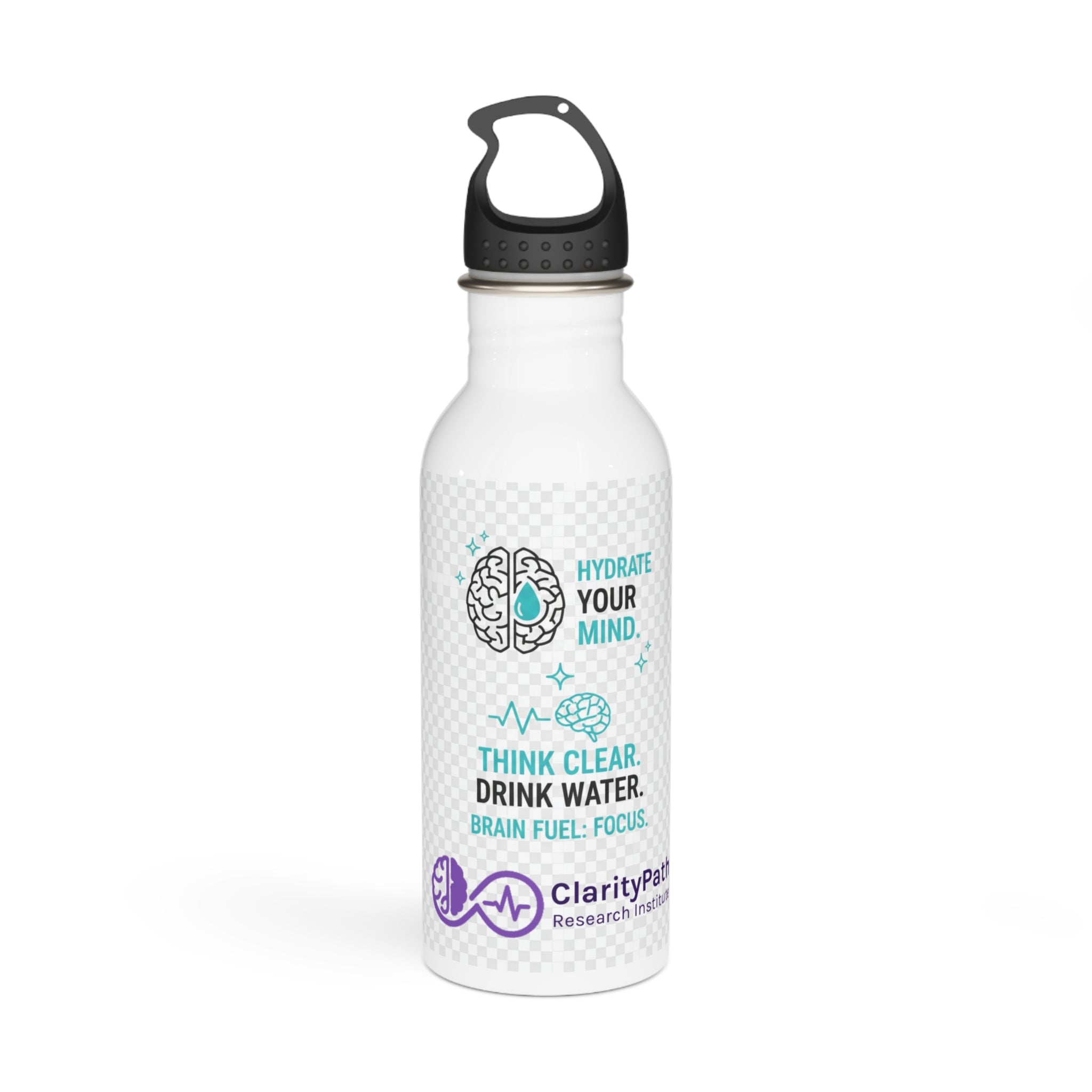 Hydrate Your Mind Stainless Steel Water Bottle — Think Clear, Drink Water (Brain Fuel)