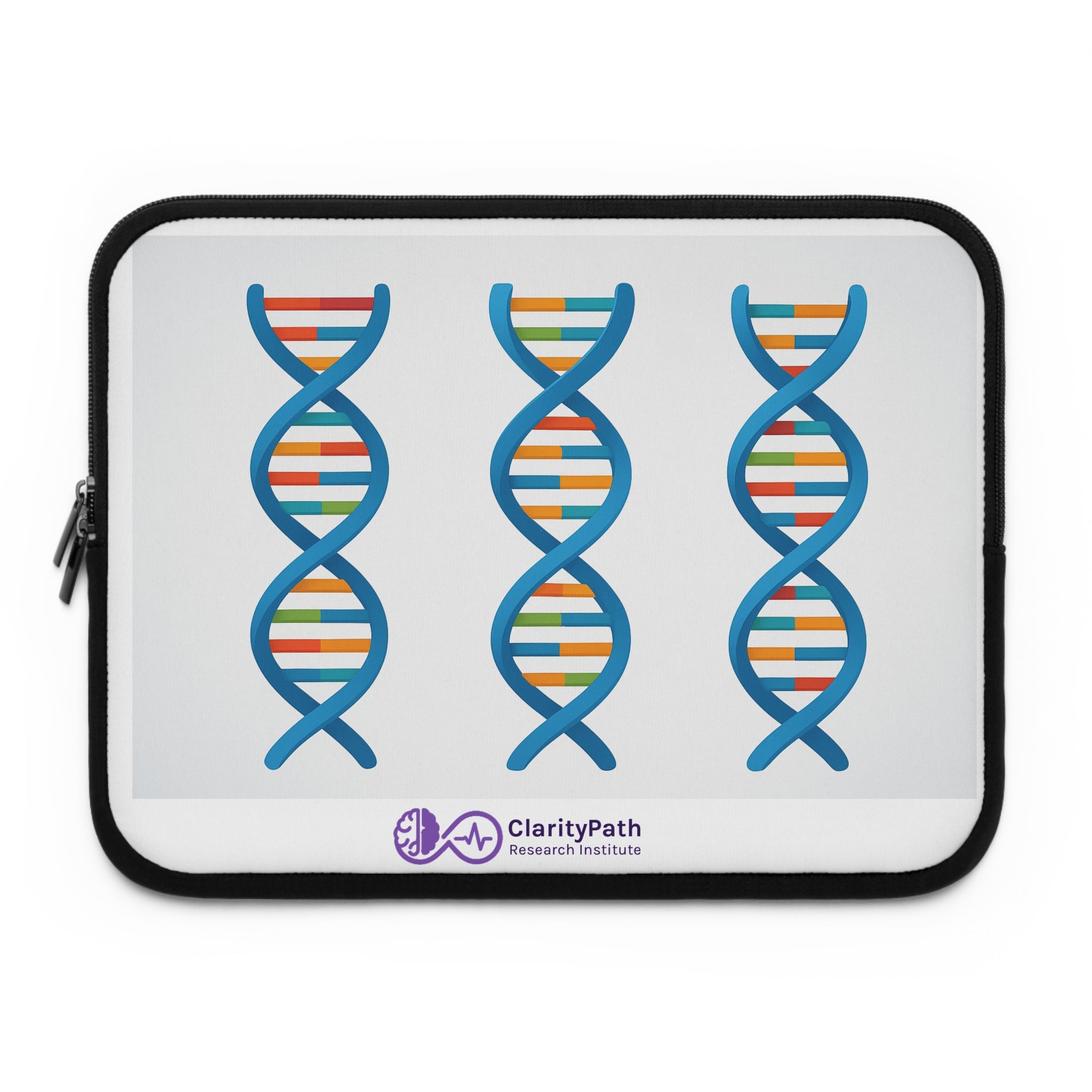 DNA Strand Laptop Sleeve — Colorful Genetics Tech Sleeve for Scientists & Students