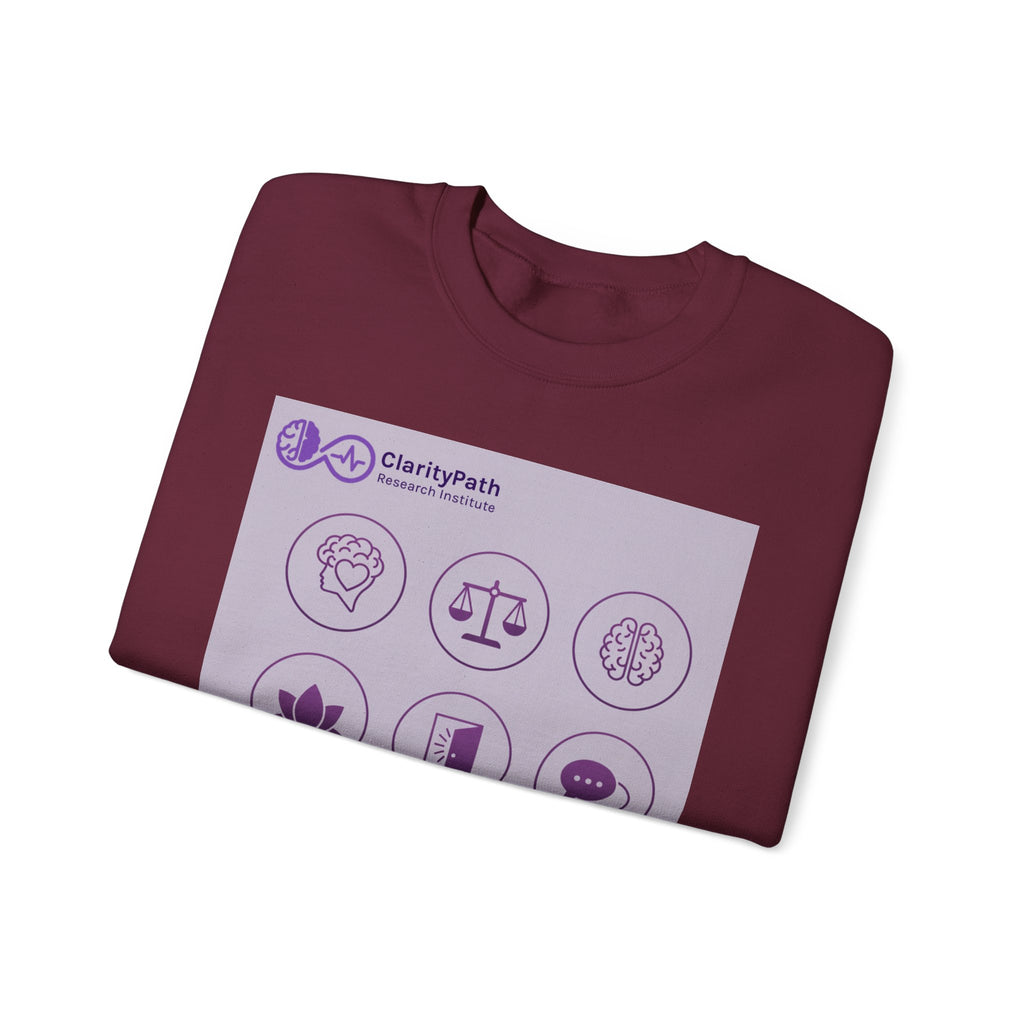 Wellness Icons Crewneck Sweatshirt — Lavender Mindfulness Graphic