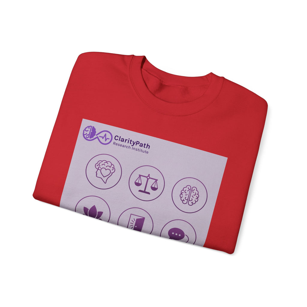 Wellness Icons Crewneck Sweatshirt — Lavender Mindfulness Graphic