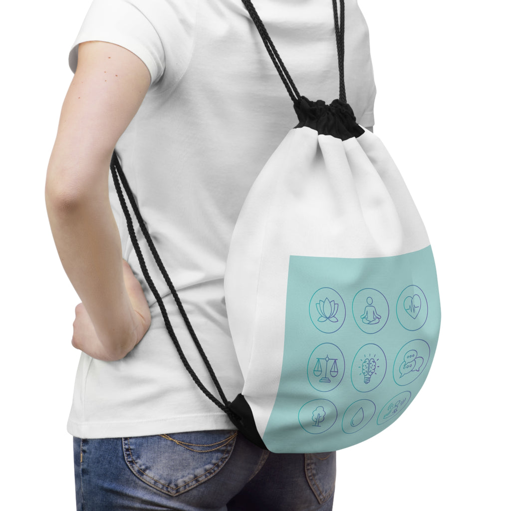 Yoga Icon Drawstring Bag - Minimal Wellness Gym Sack