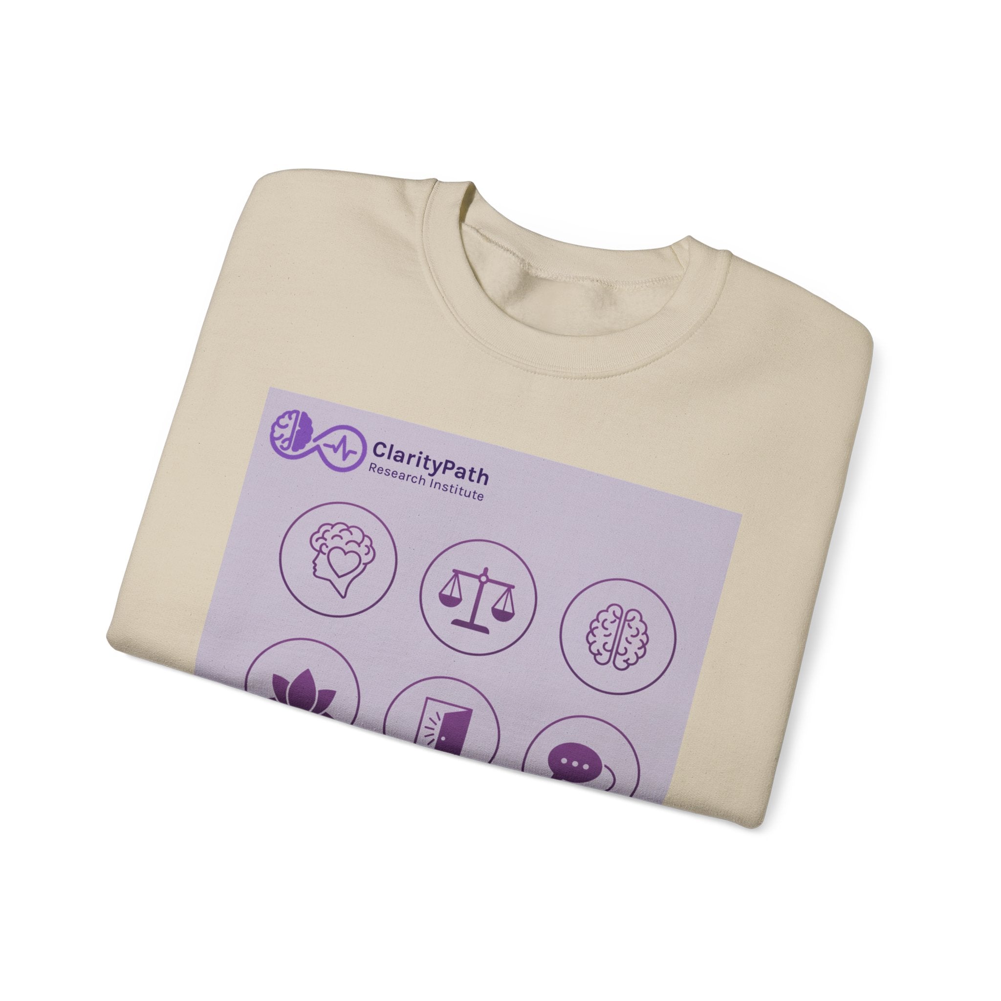 Wellness Icons Crewneck Sweatshirt — Lavender Mindfulness Graphic