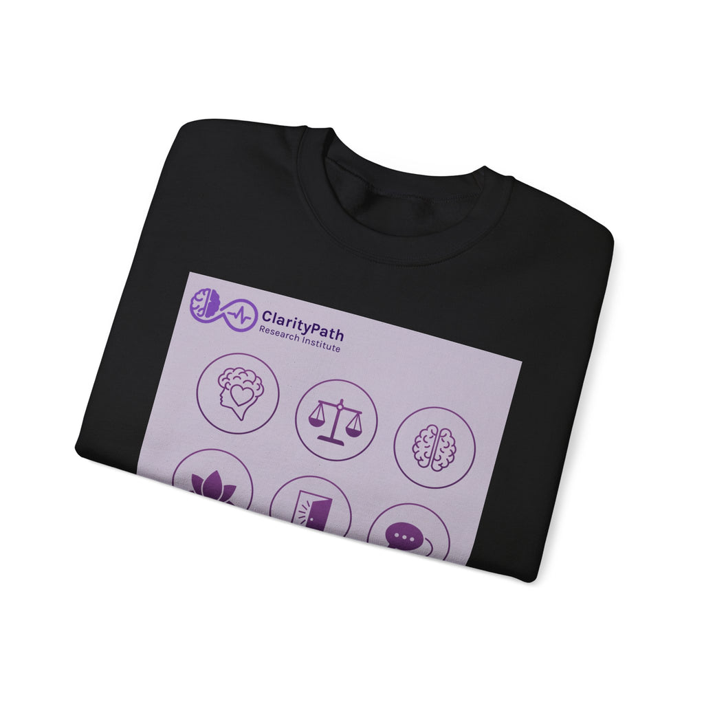 Wellness Icons Crewneck Sweatshirt — Lavender Mindfulness Graphic