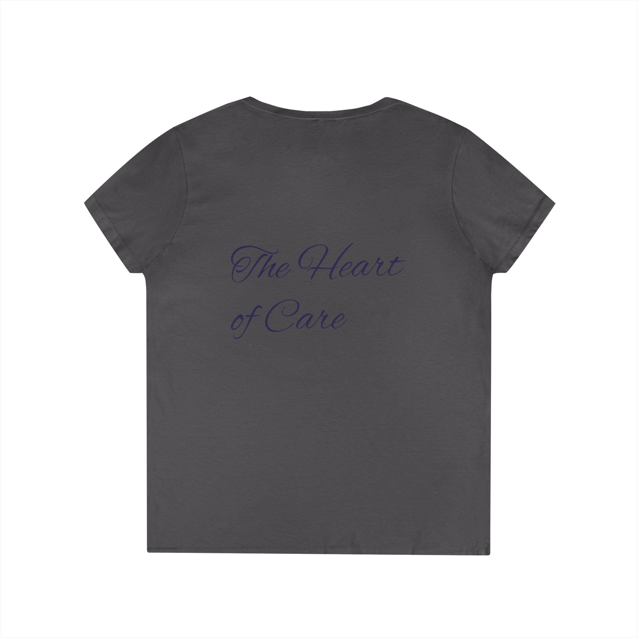 Kindness Remembers Compassion Cares V-Neck Tee — The Heart of Care Women’s T-Shirt