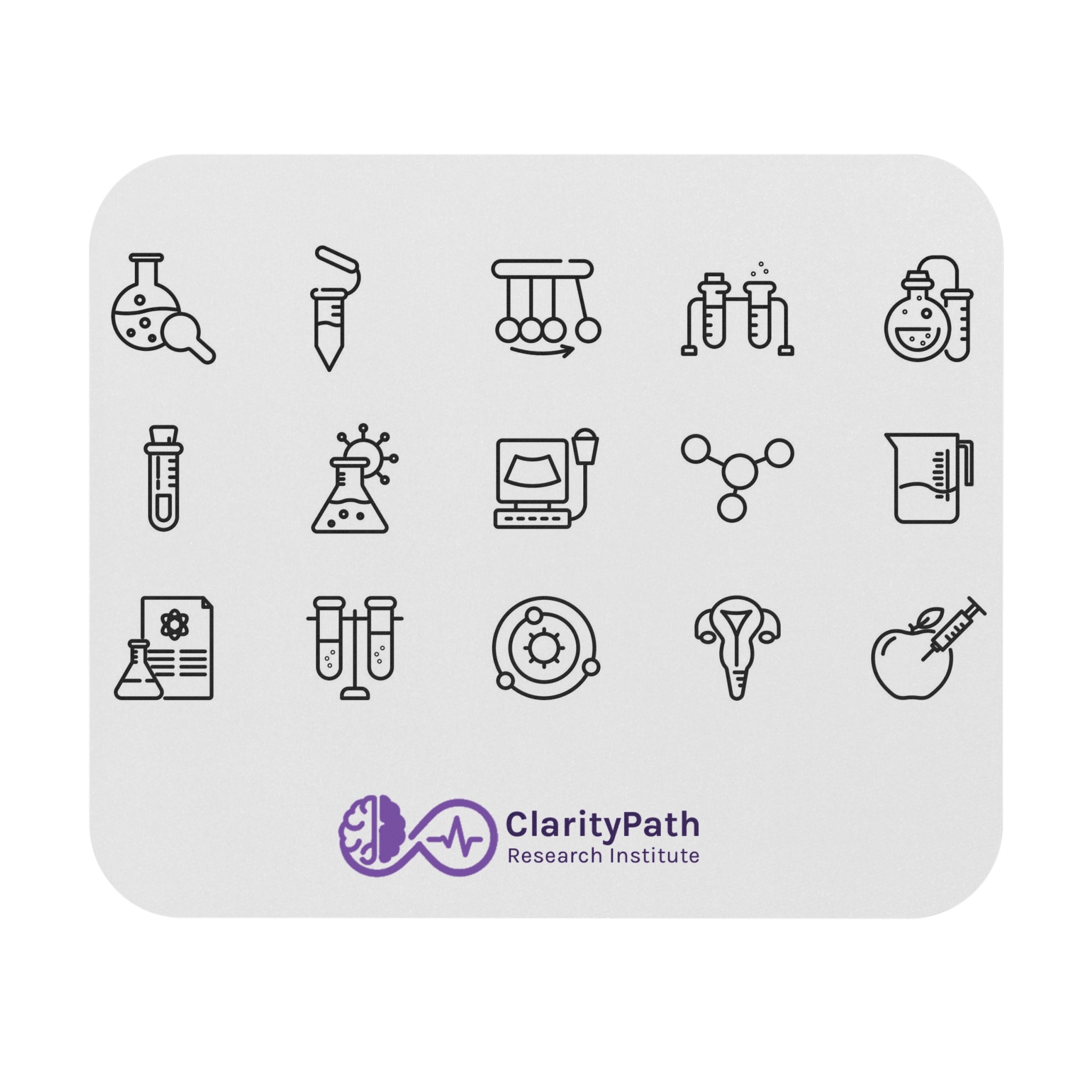 Science Icons Mouse Pad — Minimal Lab Chemistry Desk Mat