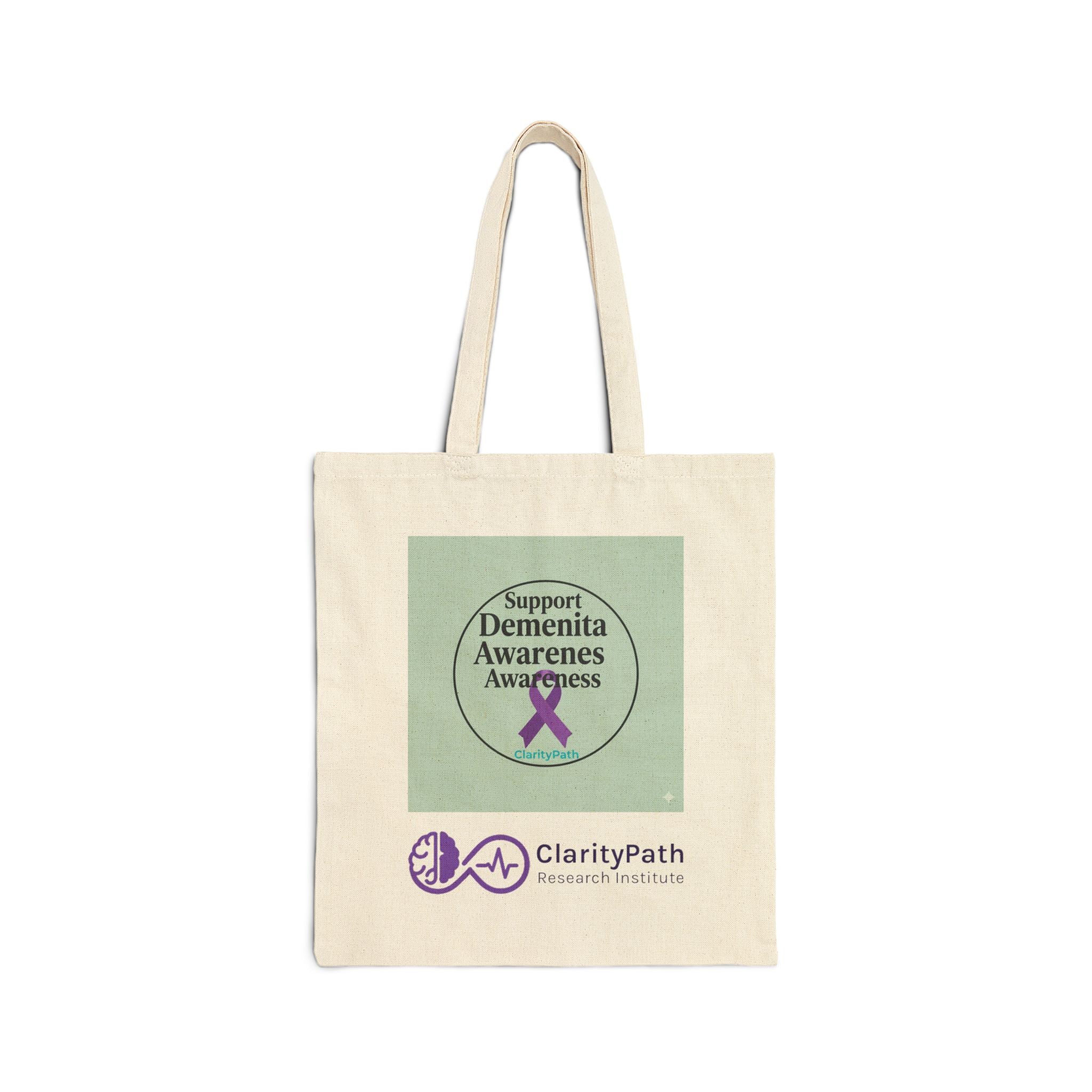 Dementia Awareness Cotton Tote Bag – Support Dementia Awareness with Purple Ribbon