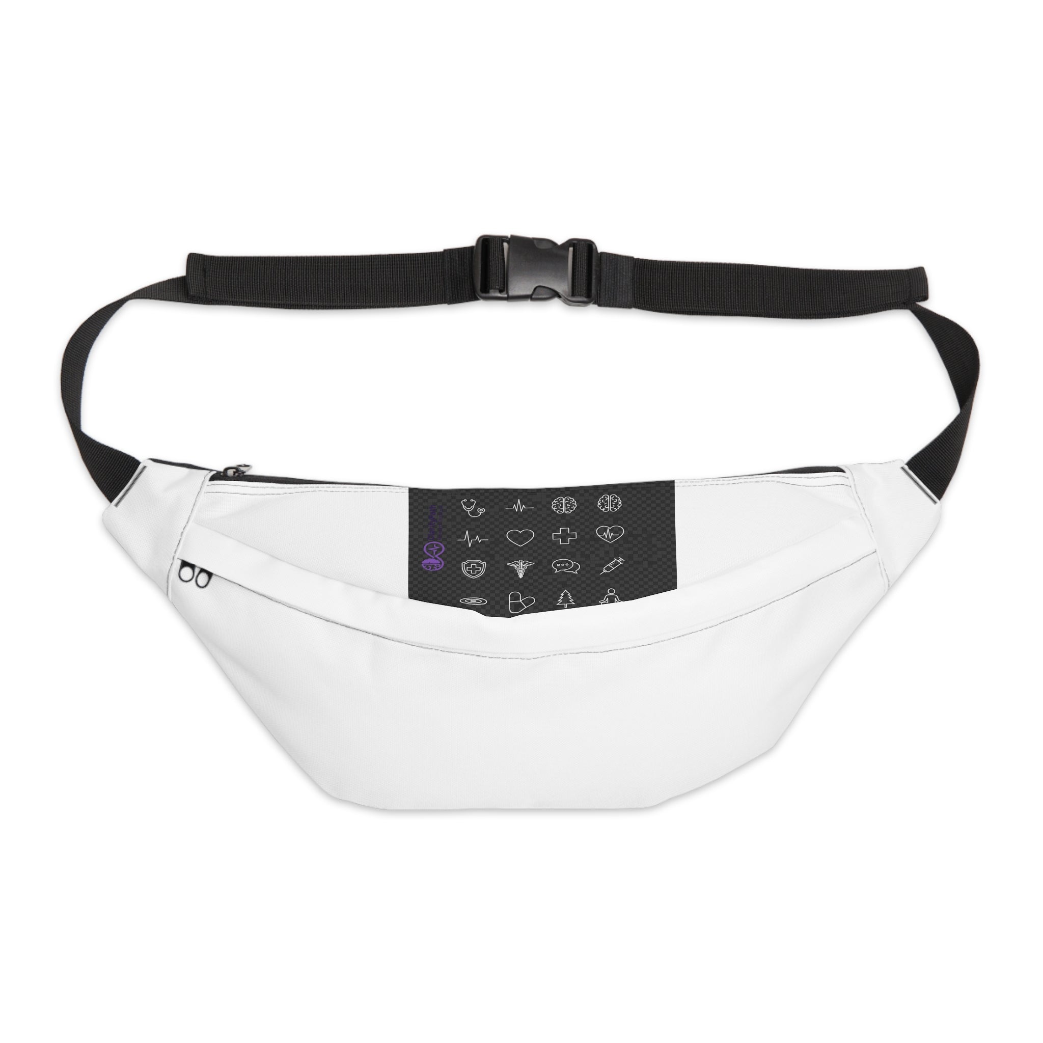 Minimal Tech Icon Large Fanny Pack — Hands-Free Travel Belt Bag