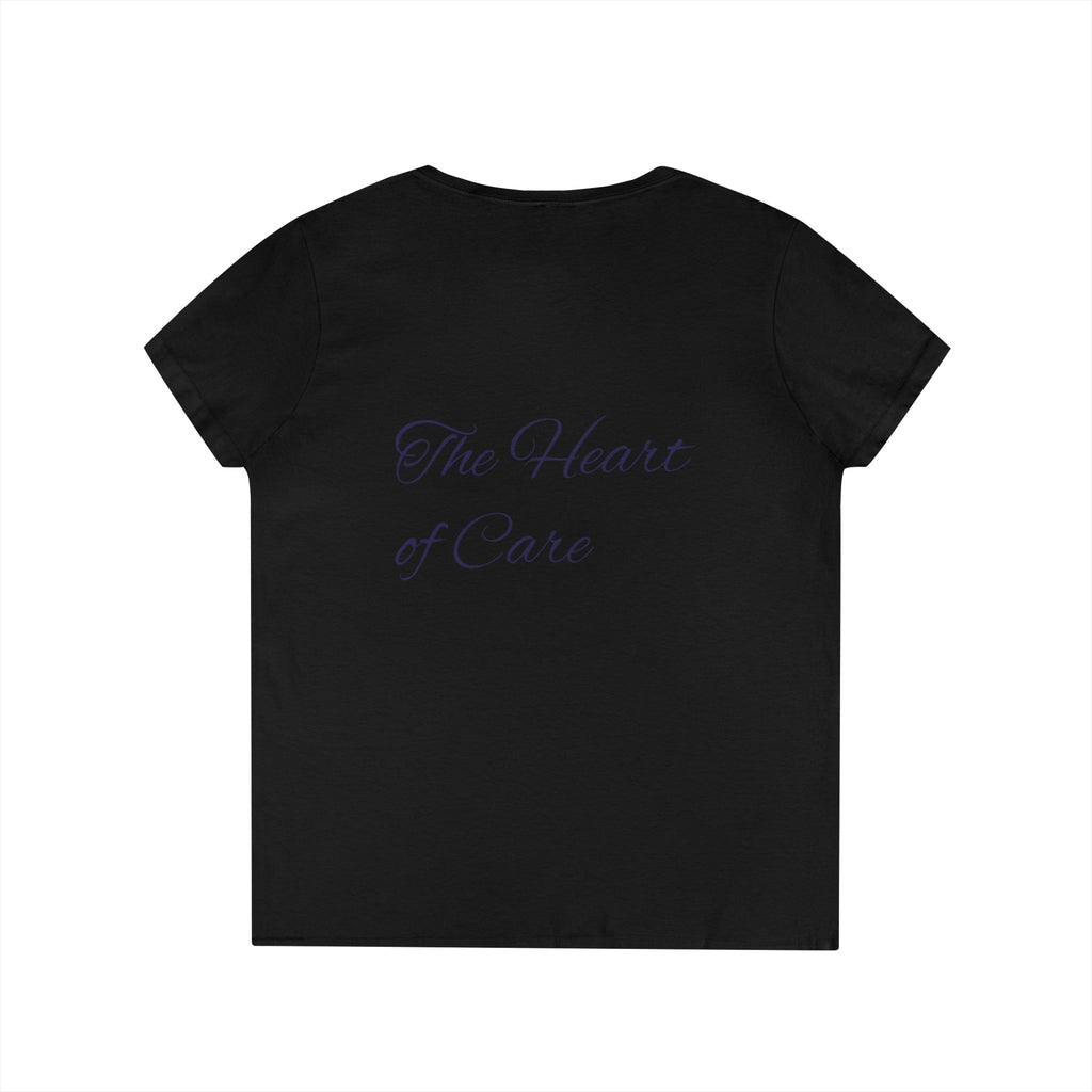 Kindness Remembers Compassion Cares V-Neck Tee — The Heart of Care Women’s T-Shirt