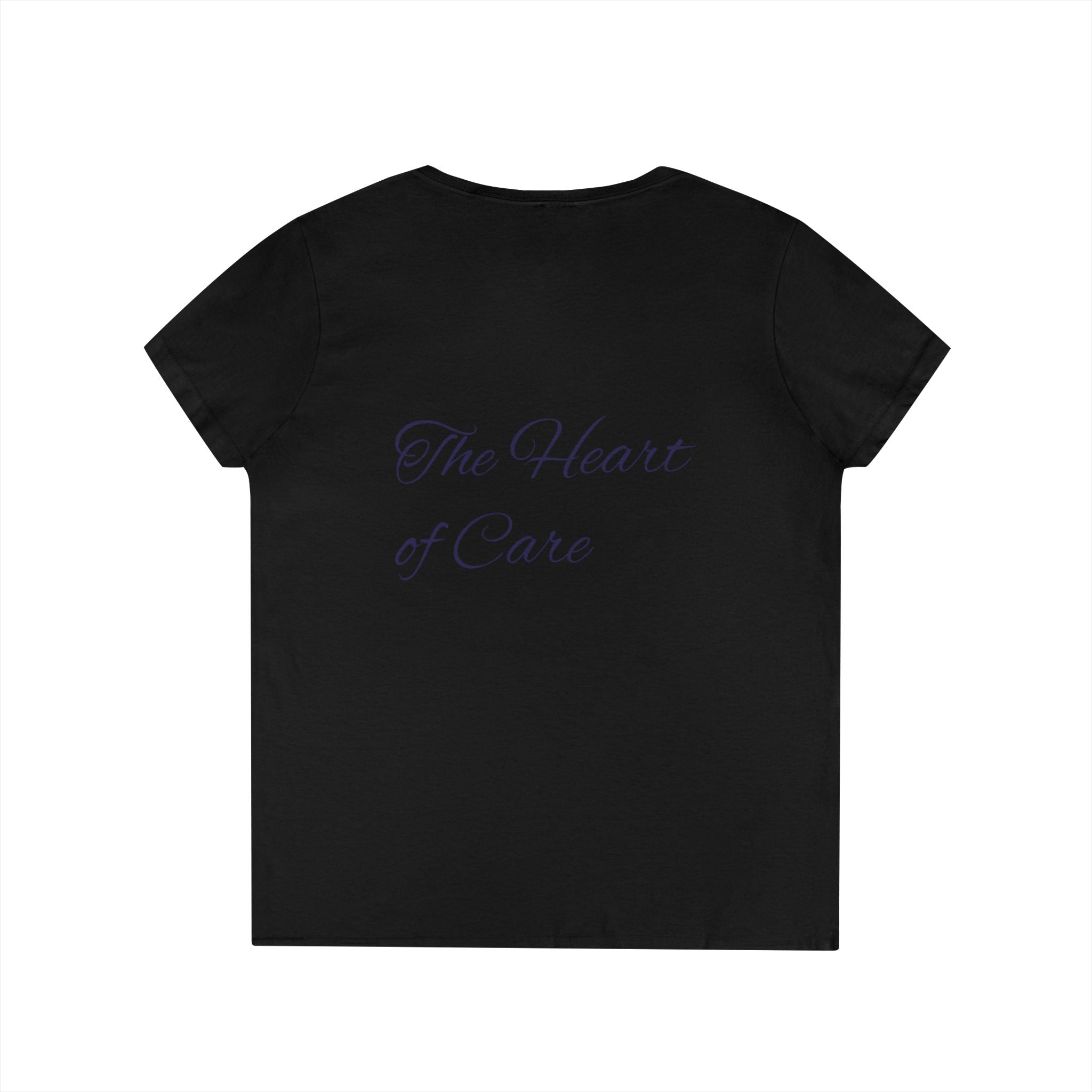Kindness Remembers Compassion Cares V-Neck Tee — The Heart of Care Women’s T-Shirt