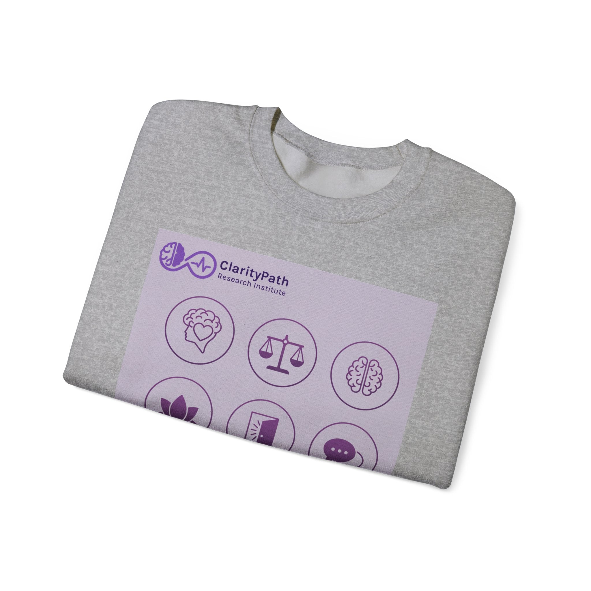 Wellness Icons Crewneck Sweatshirt — Lavender Mindfulness Graphic