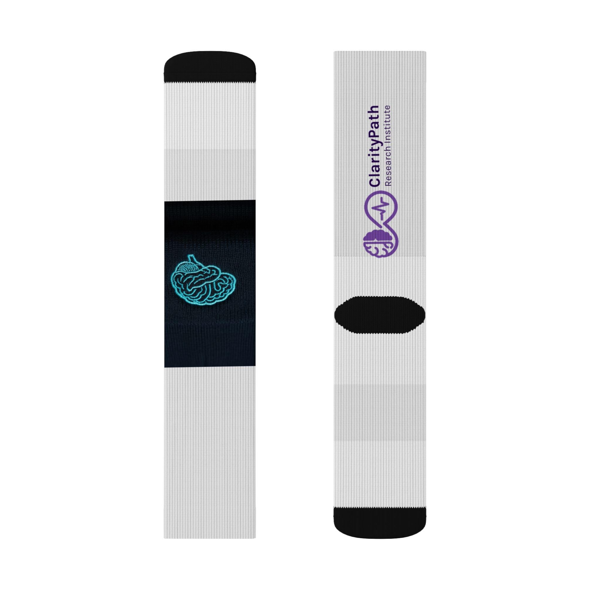 Teal Brain Graphic Sublimation Socks — Novelty Athletic Crew Socks