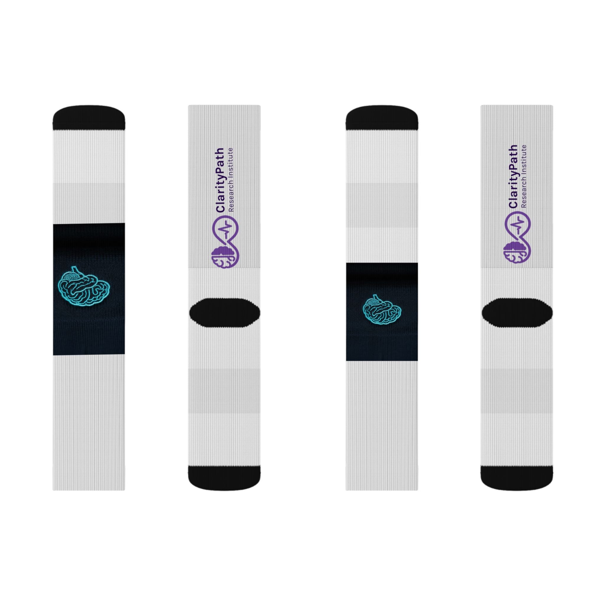 Teal Brain Graphic Sublimation Socks — Novelty Athletic Crew Socks