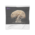 Botanical Tree of Life Scarf - Artistic Neutral Silk-Look Square Wrap