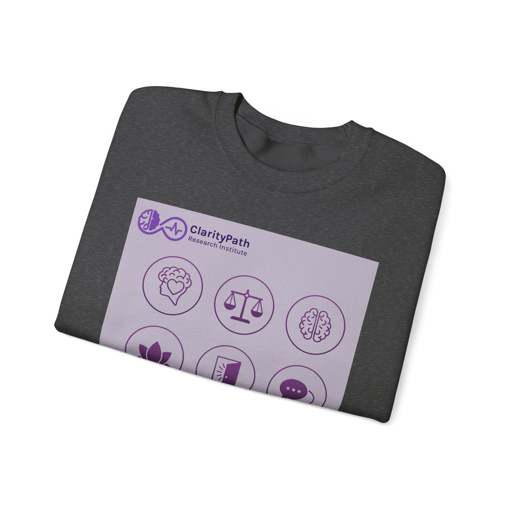 Wellness Icons Crewneck Sweatshirt — Lavender Mindfulness Graphic