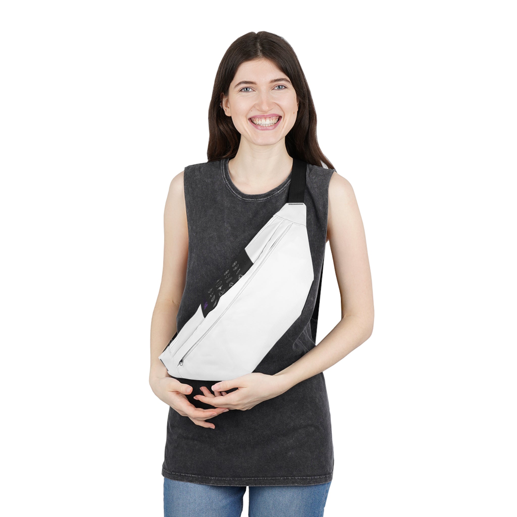 Minimal Tech Icon Large Fanny Pack — Hands-Free Travel Belt Bag