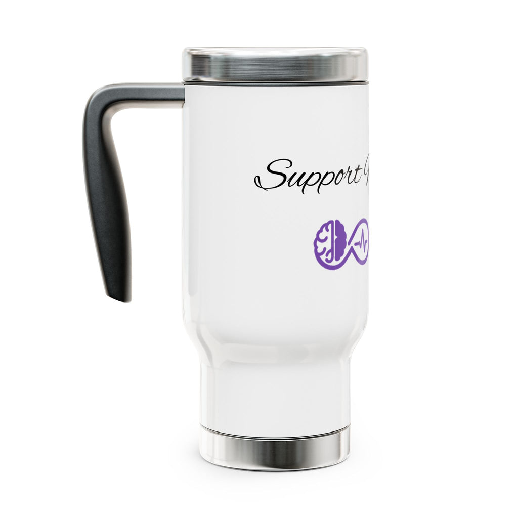 Travel Mug — "Support With Dignity" Stainless Steel 14oz Travel Mug with Handle